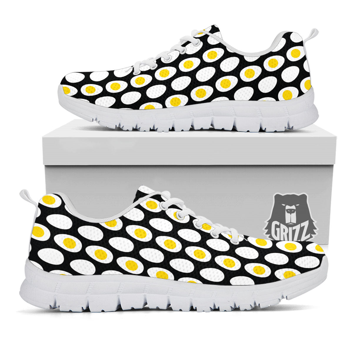 Yolk Egg Print Pattern White Sneaker-grizzshop