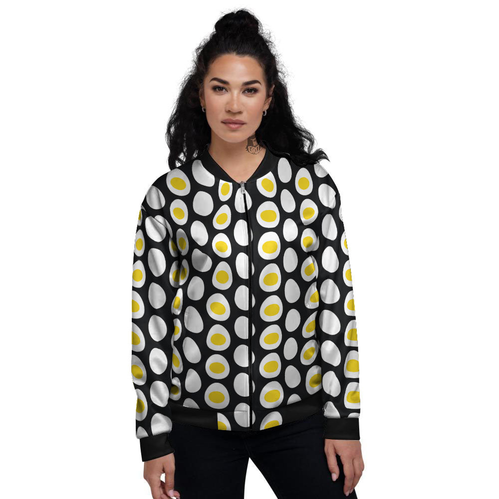 Yolk Egg Print Pattern Women's Bomber Jacket-grizzshop