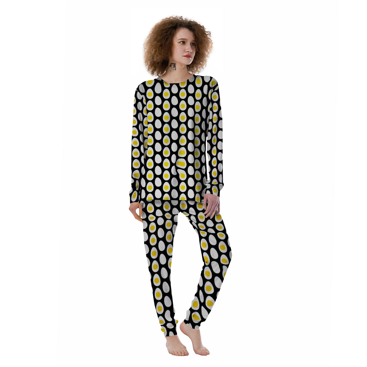 Yolk Egg Print Pattern Women's Pajamas-grizzshop