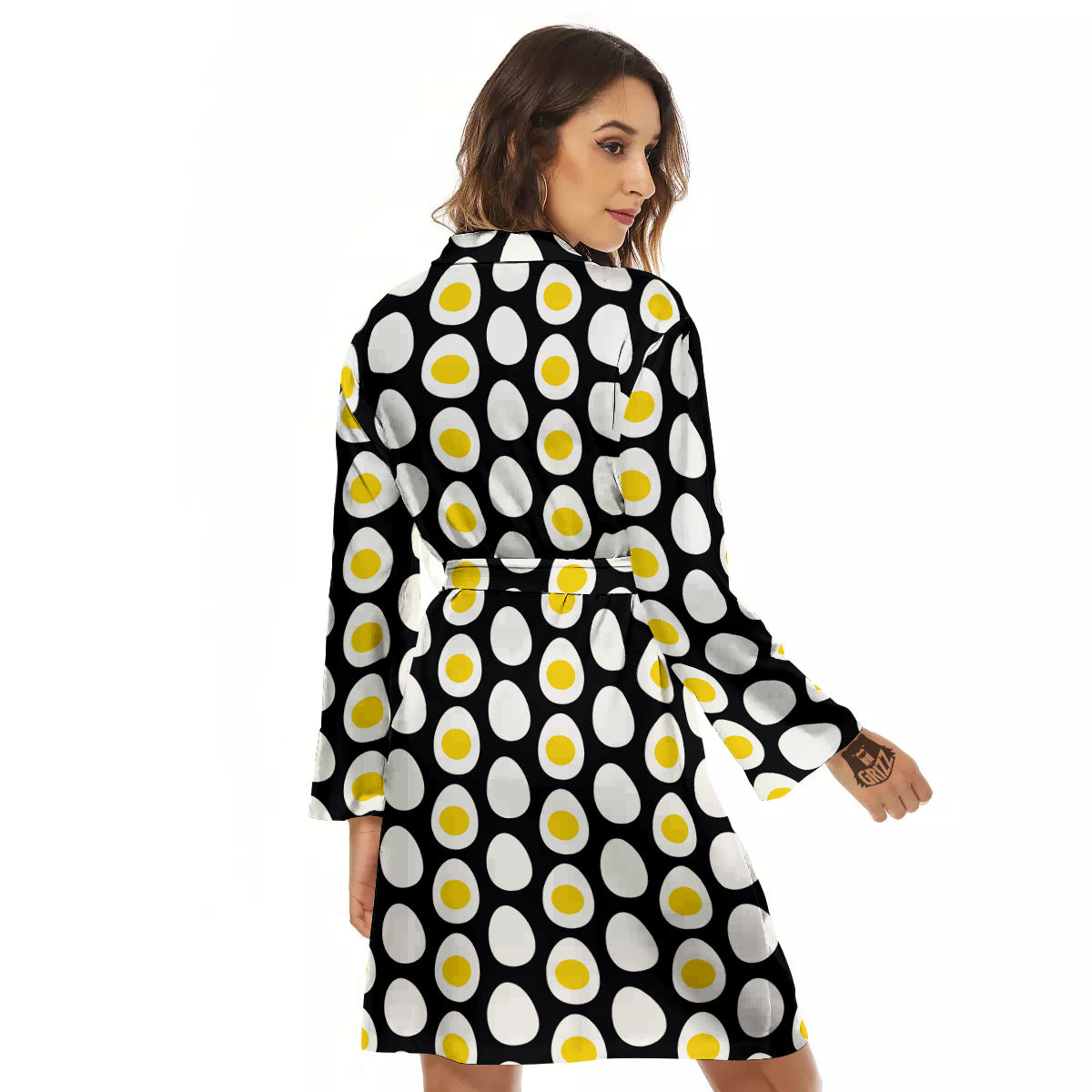 Yolk Egg Print Pattern Women's Robe-grizzshop
