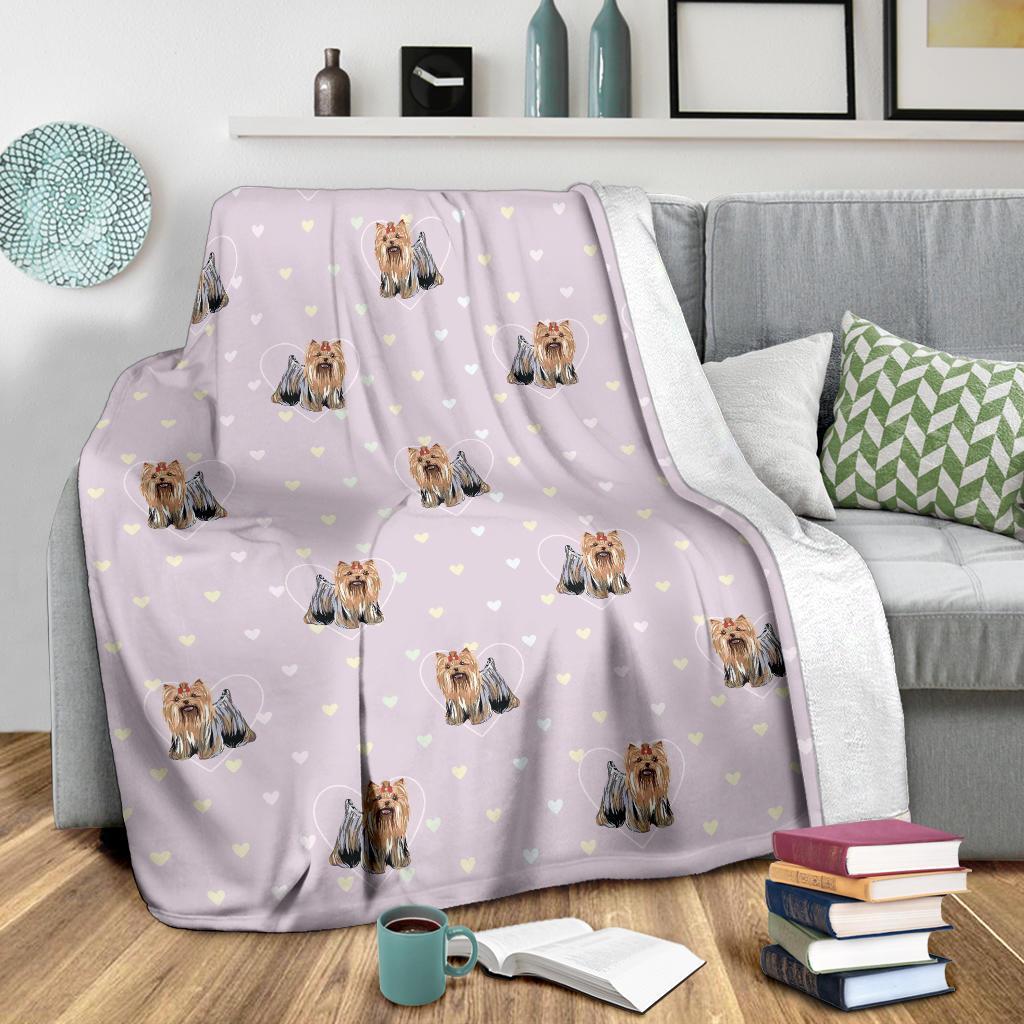 Yorkshire Terrier Dog Puppy Pattern Print Blanket-grizzshop