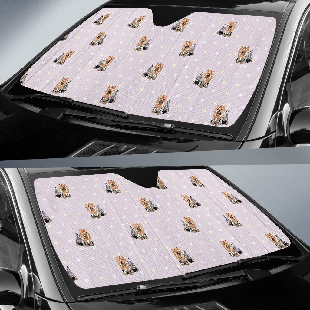 Yorkshire Terrier Dog Puppy Pattern Print Car Sun Shade-grizzshop