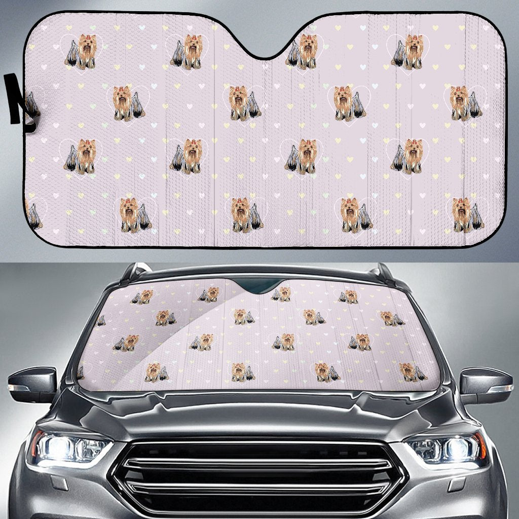 Yorkshire Terrier Dog Puppy Pattern Print Car Sun Shade-grizzshop