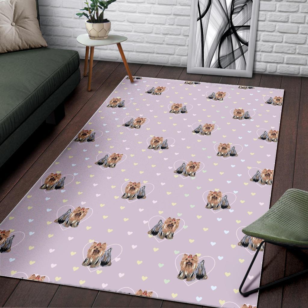 Yorkshire Terrier Dog Puppy Pattern Print Floor Mat-grizzshop