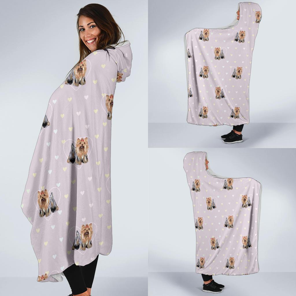 Yorkshire Terrier Dog Puppy Pattern Print Hooded Blanket-grizzshop