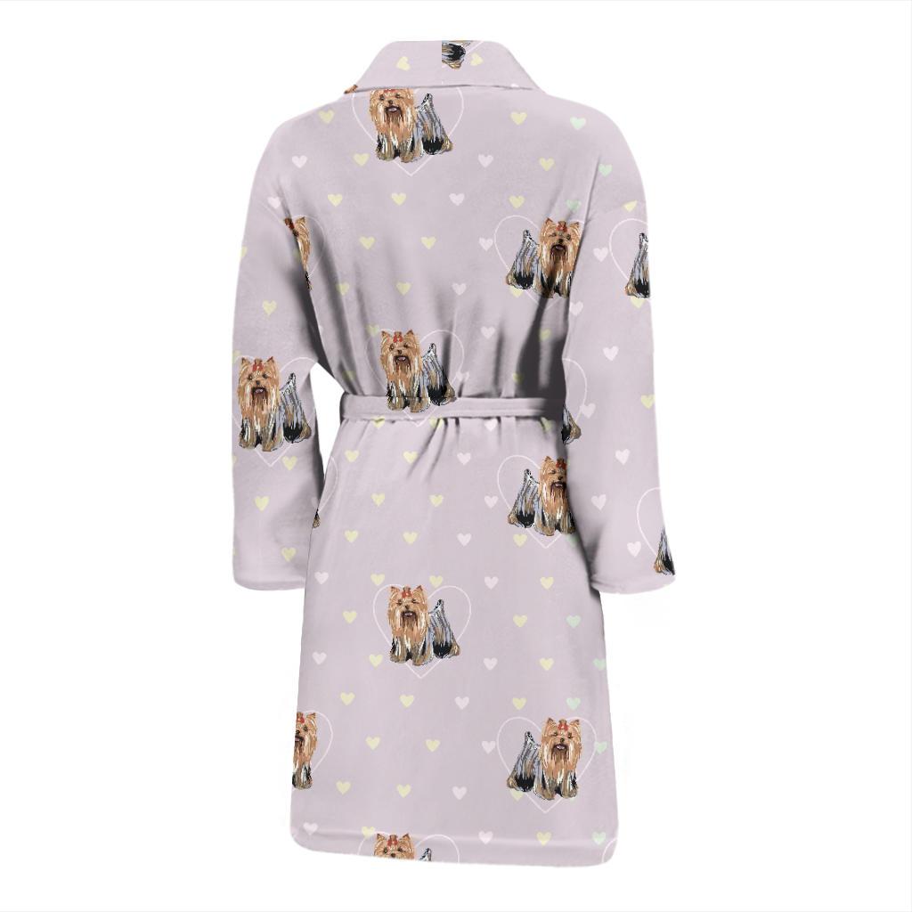 Yorkshire Terrier Dog Puppy Pattern Print Men Long Robe-grizzshop