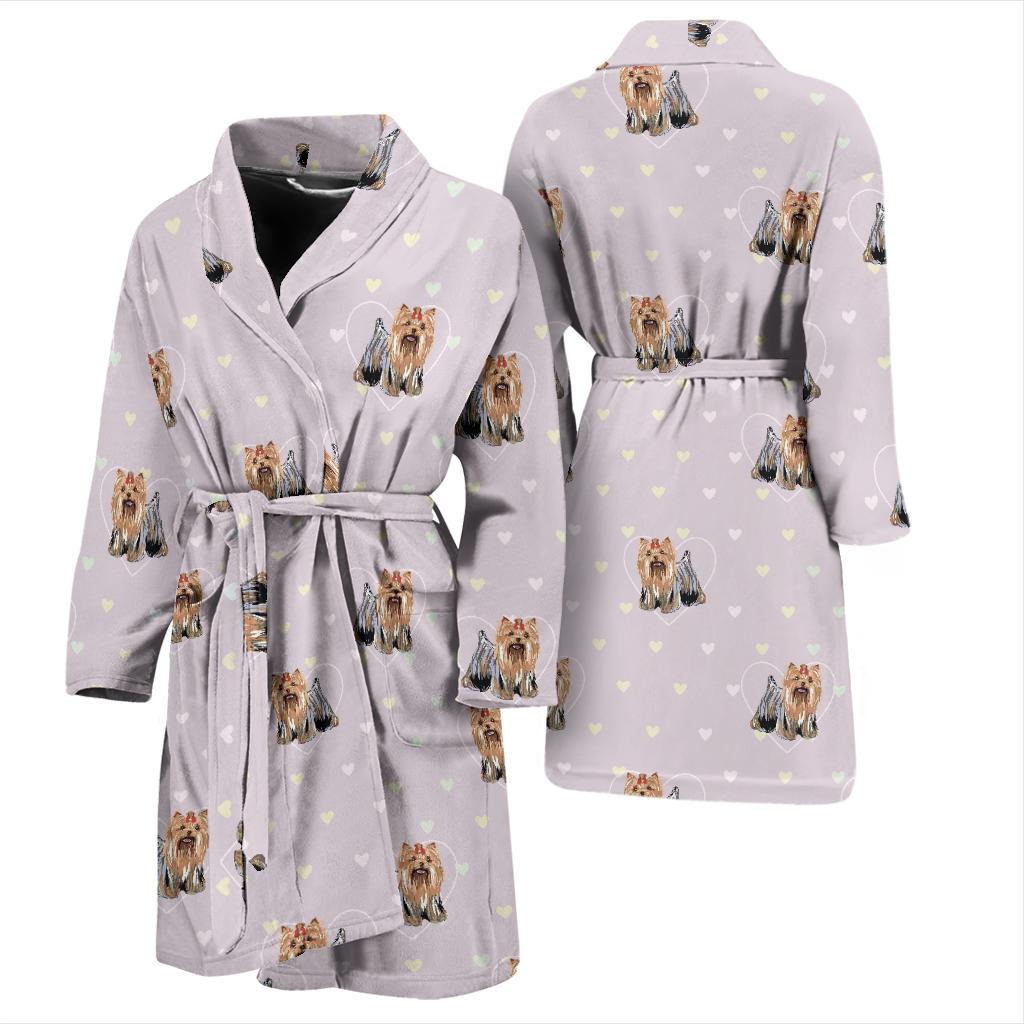 Yorkshire Terrier Dog Puppy Pattern Print Men Long Robe-grizzshop