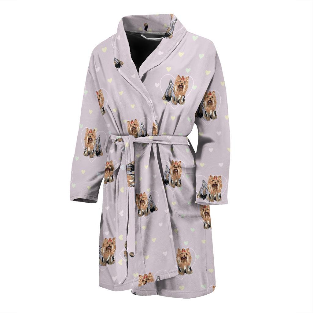 Yorkshire Terrier Dog Puppy Pattern Print Men Long Robe-grizzshop