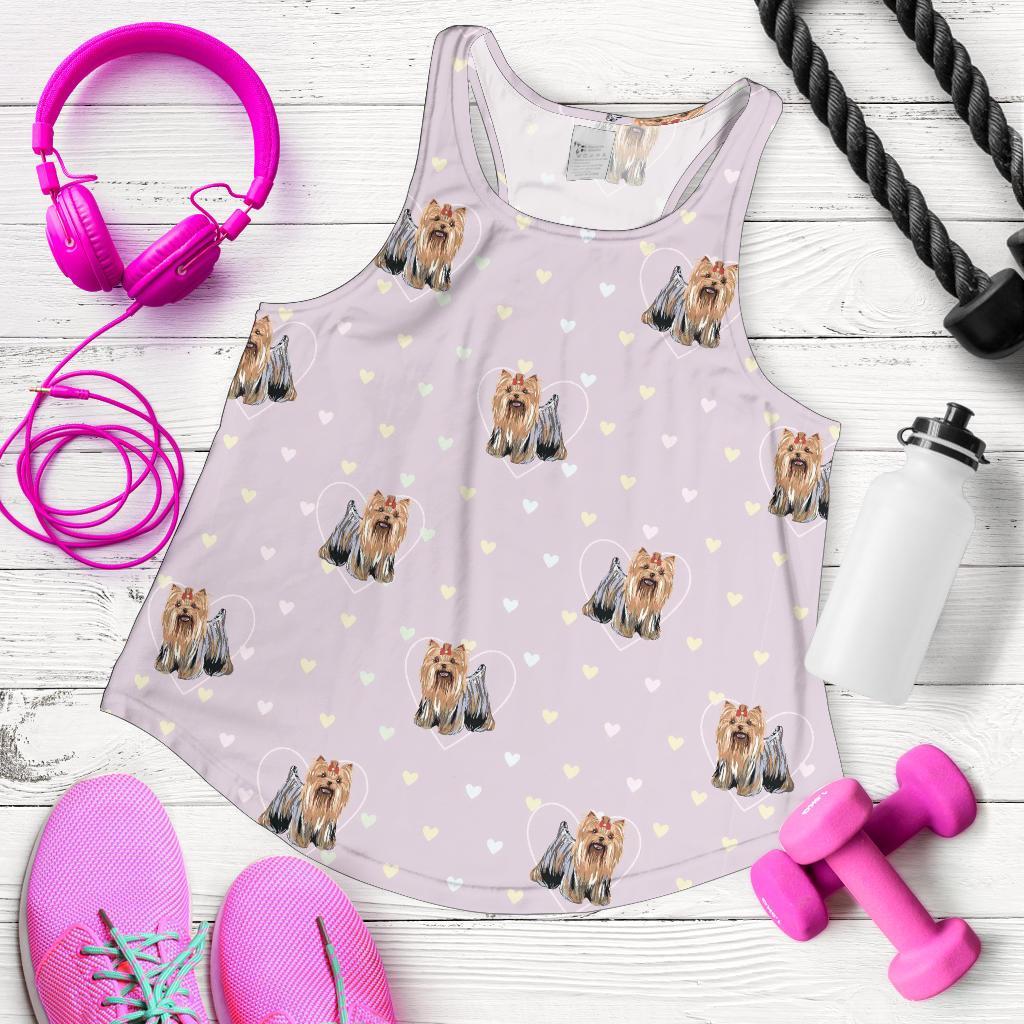 Yorkshire Terrier Dog Puppy Pattern Print Racerback Tank Tops-grizzshop