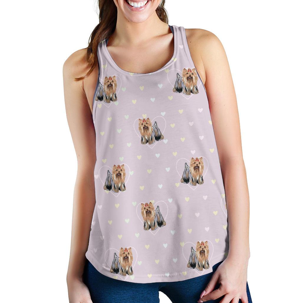 Yorkshire Terrier Dog Puppy Pattern Print Racerback Tank Tops-grizzshop