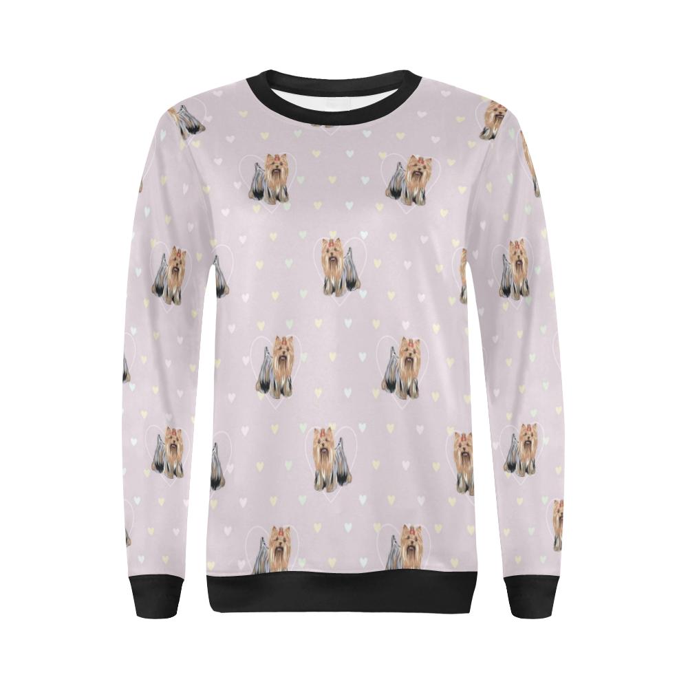 Yorkshire Terrier Dog Puppy Pattern Print Women Crewneck Sweatshirt-grizzshop