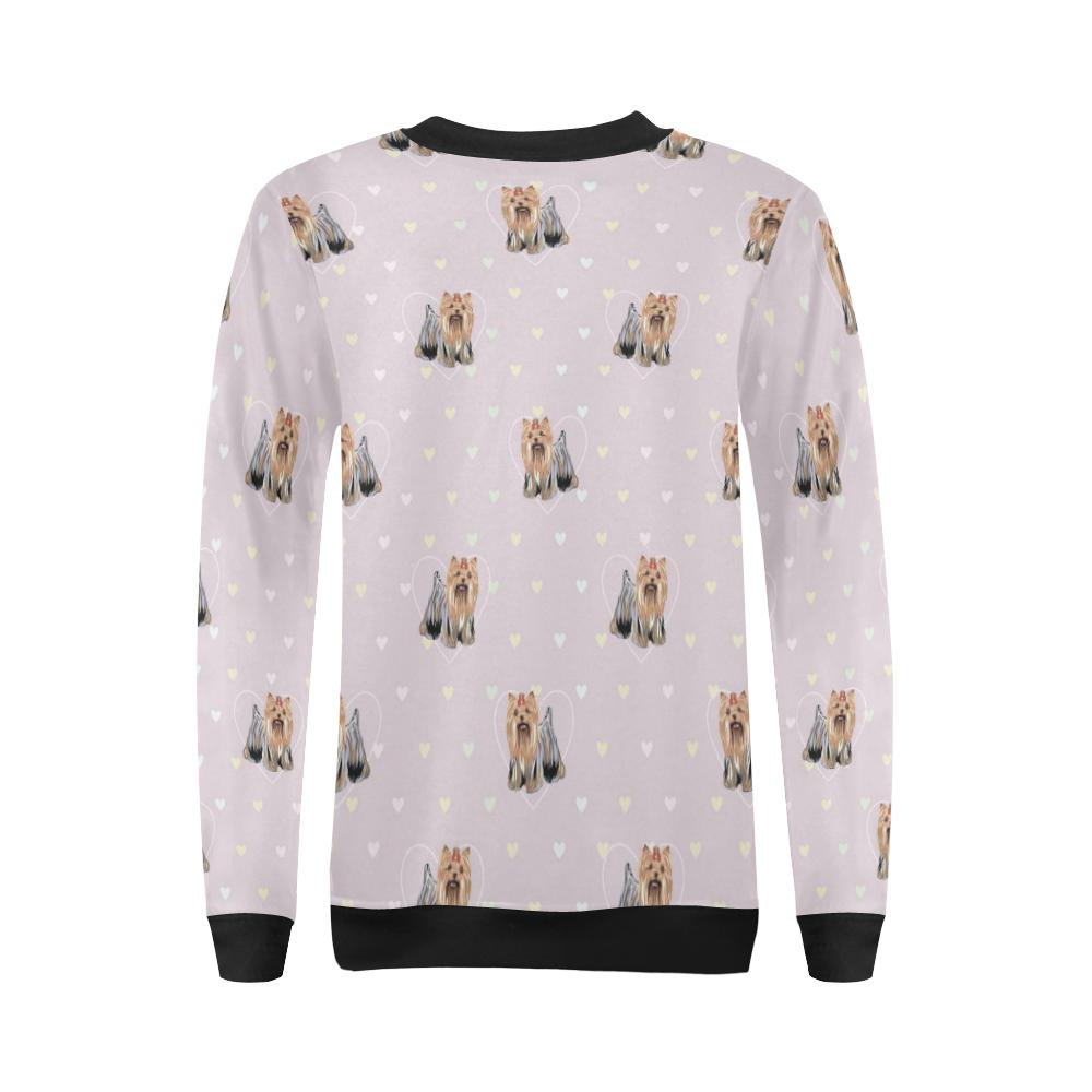 Yorkshire Terrier Dog Puppy Pattern Print Women Crewneck Sweatshirt-grizzshop