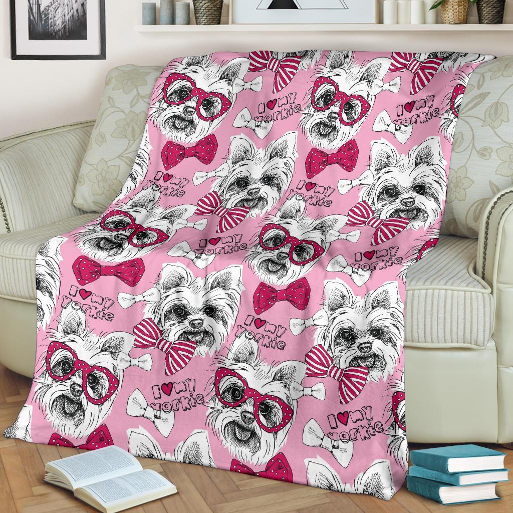 Yorkshire Terrier Dog Puppy Print Pattern Blanket-grizzshop