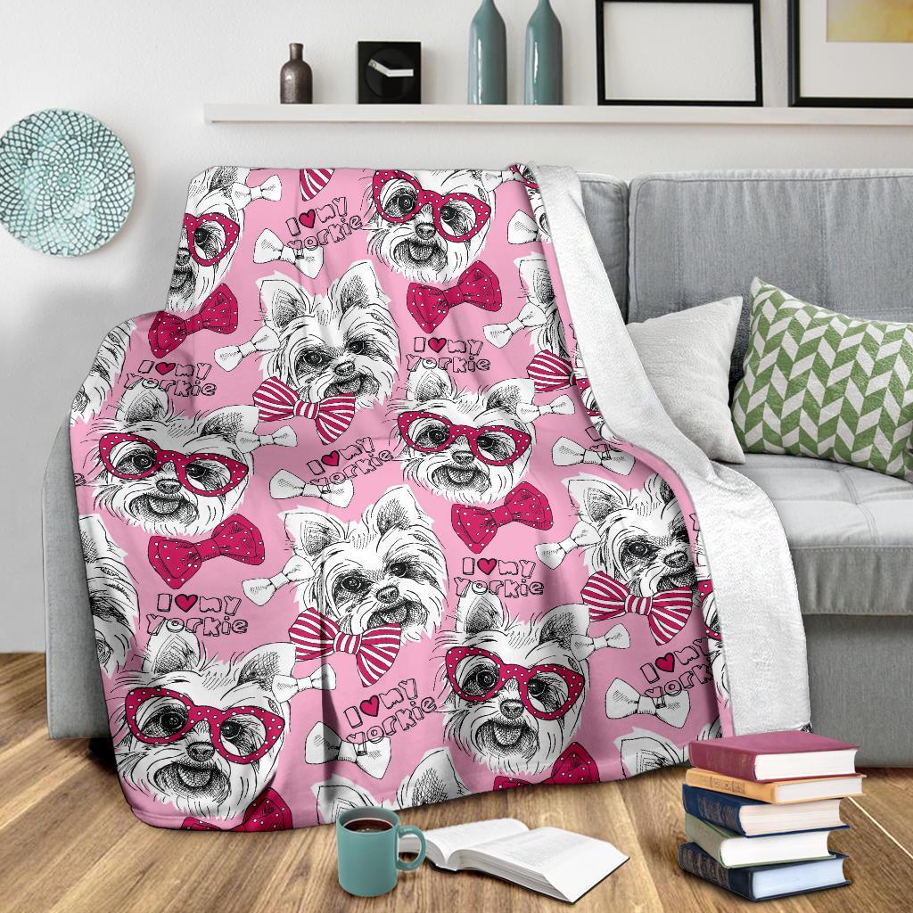 Yorkshire Terrier Dog Puppy Print Pattern Blanket-grizzshop