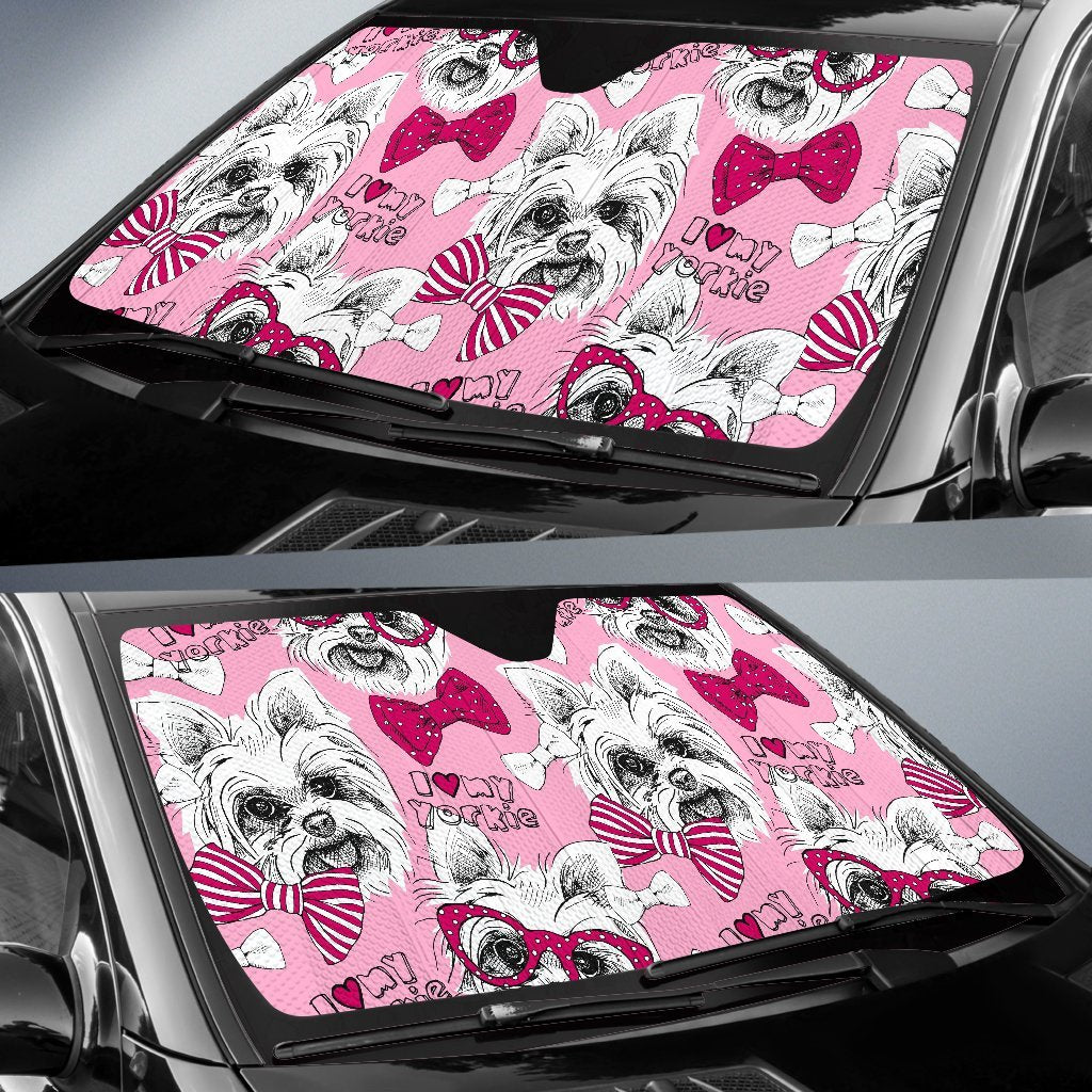 Yorkshire Terrier Dog Puppy Print Pattern Car Sun Shade-grizzshop