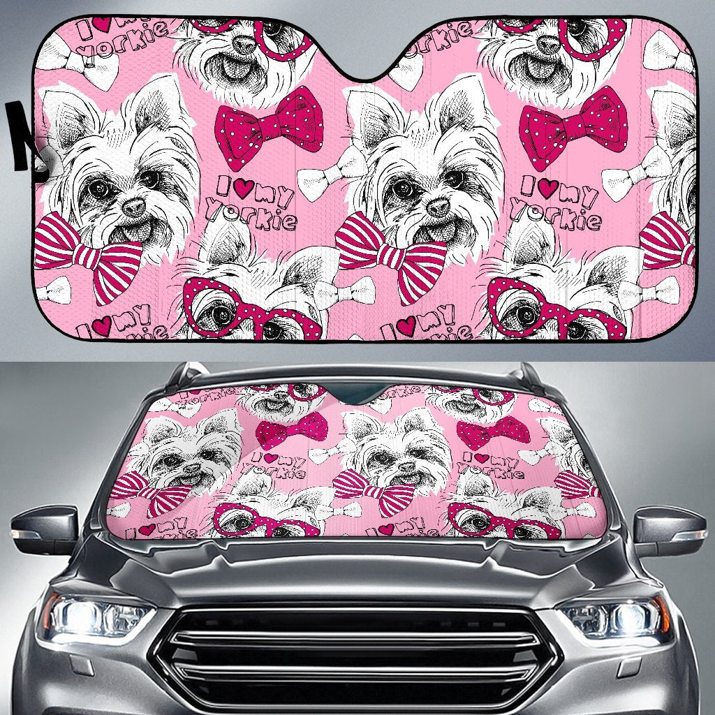 Yorkshire Terrier Dog Puppy Print Pattern Car Sun Shade-grizzshop