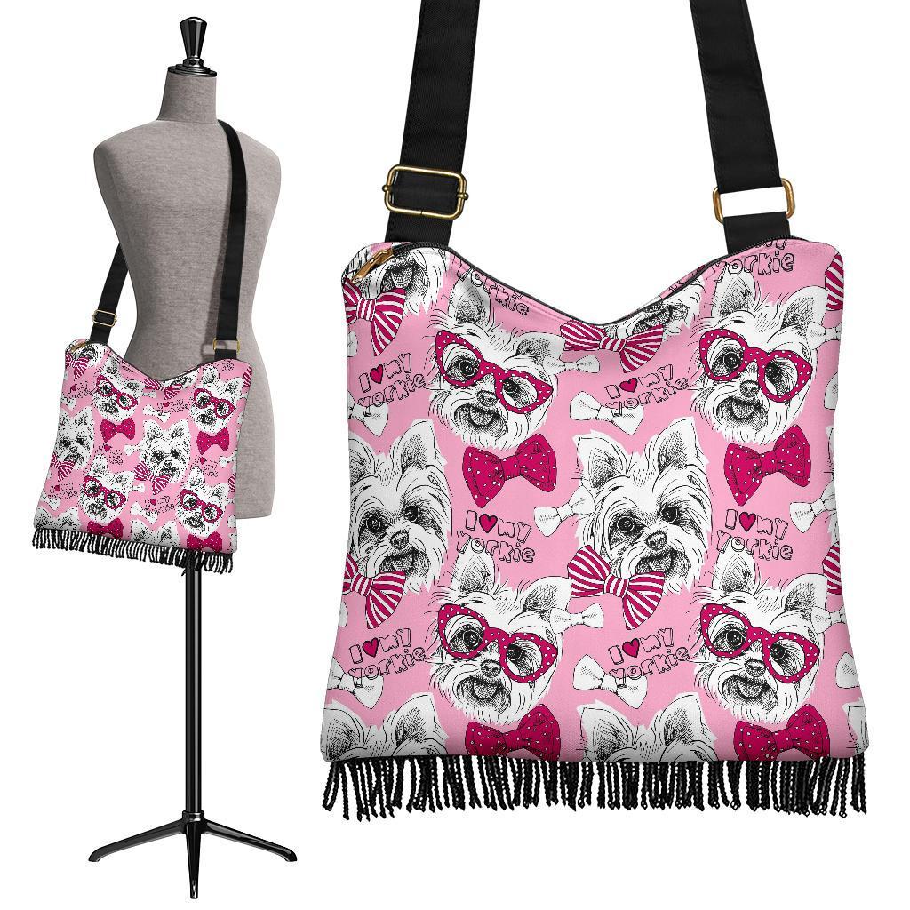 Yorkshire Terrier Dog Puppy Print Pattern Crossbody Bags-grizzshop