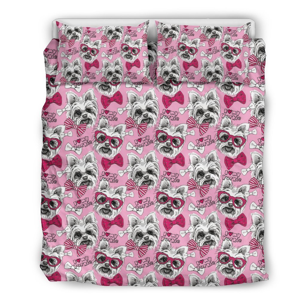 Yorkshire Terrier Dog Puppy Print Pattern Duvet Cover Bedding Set-grizzshop