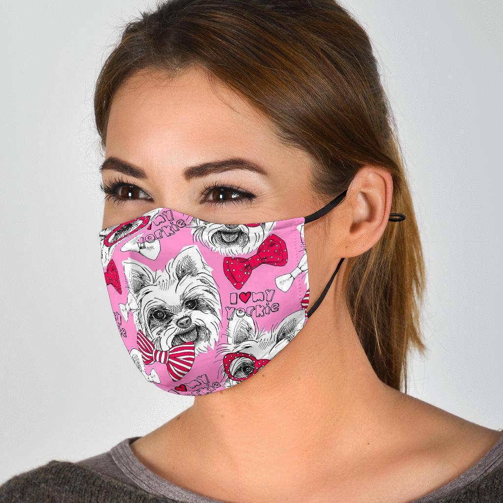 Yorkshire Terrier Dog Puppy Print Pattern Face Mask-grizzshop