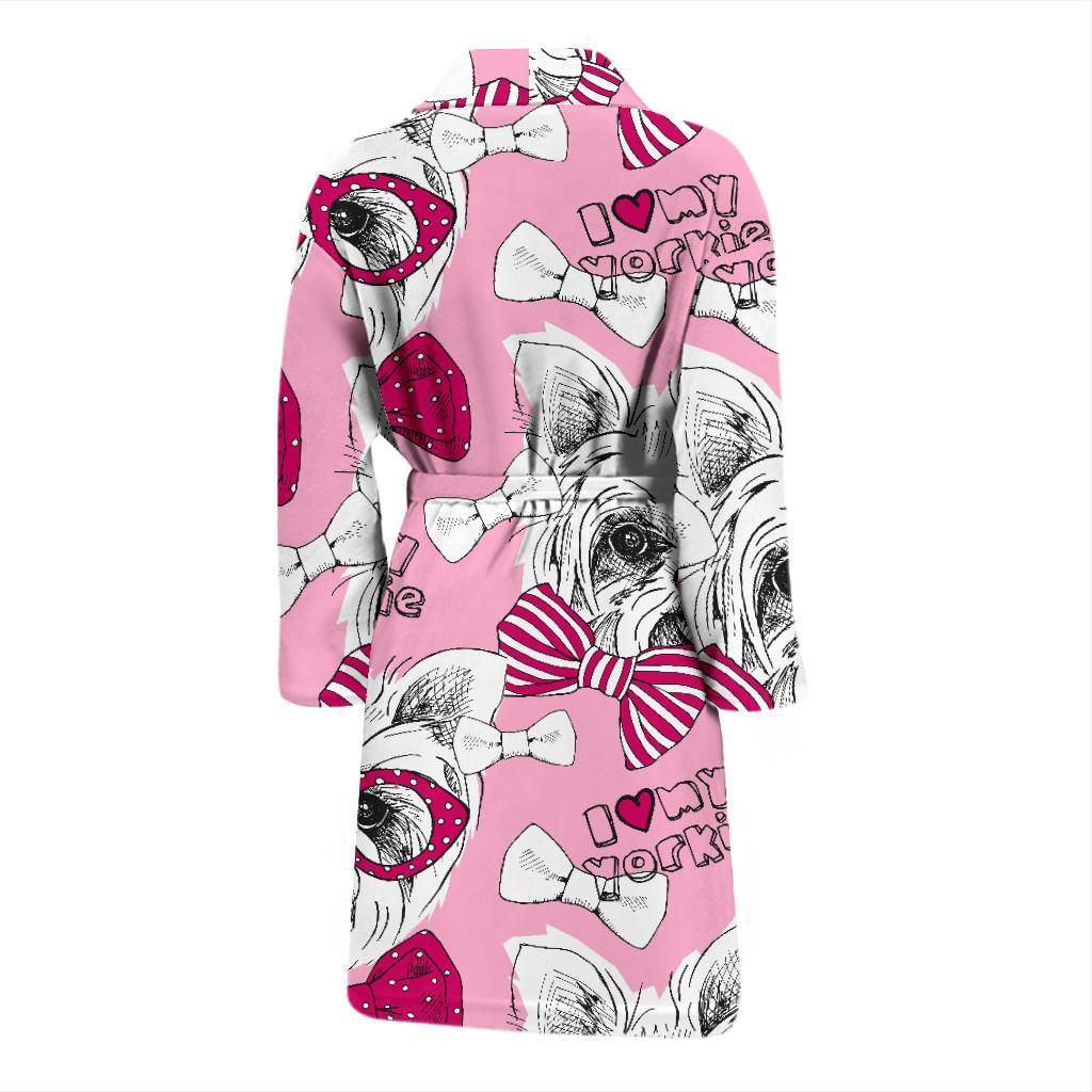 Yorkshire Terrier Dog Puppy Print Pattern Men Long Robe-grizzshop