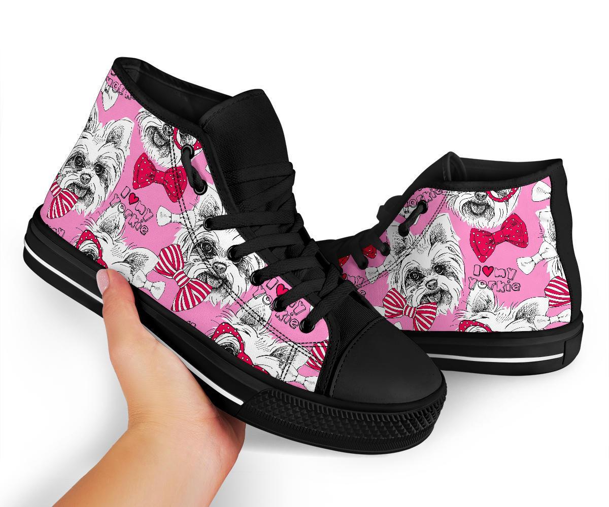 Yorkshire Terrier Dog Puppy Print Pattern Men Women's High Top Shoes-grizzshop