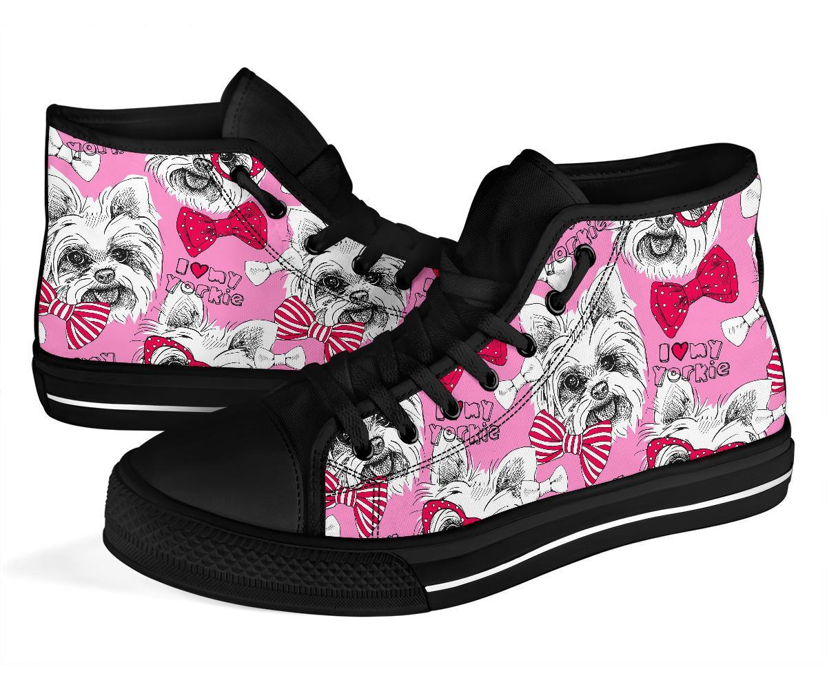 Yorkshire Terrier Dog Puppy Print Pattern Men Women's High Top Shoes-grizzshop