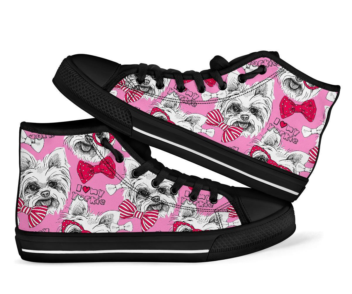 Yorkshire Terrier Dog Puppy Print Pattern Men Women's High Top Shoes-grizzshop