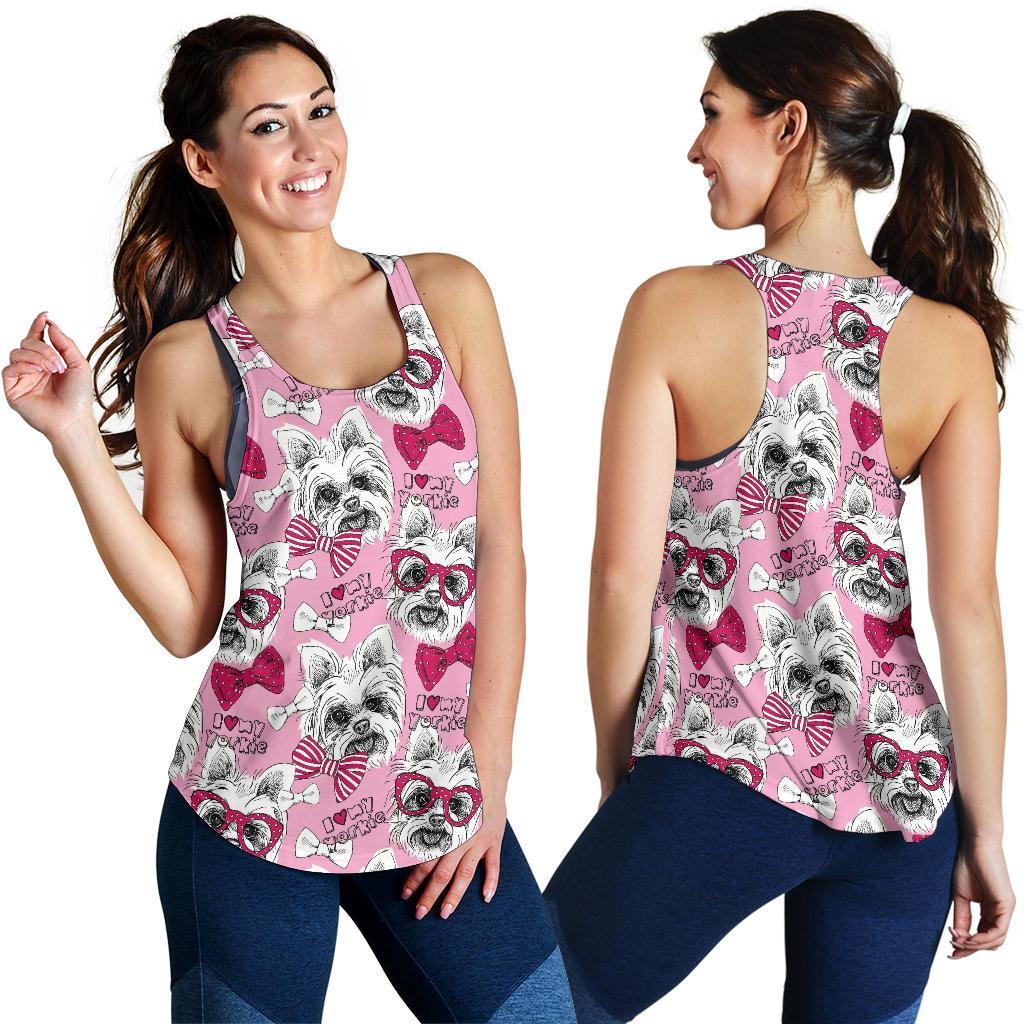 Yorkshire Terrier Dog Puppy Print Pattern Racerback Tank Tops-grizzshop