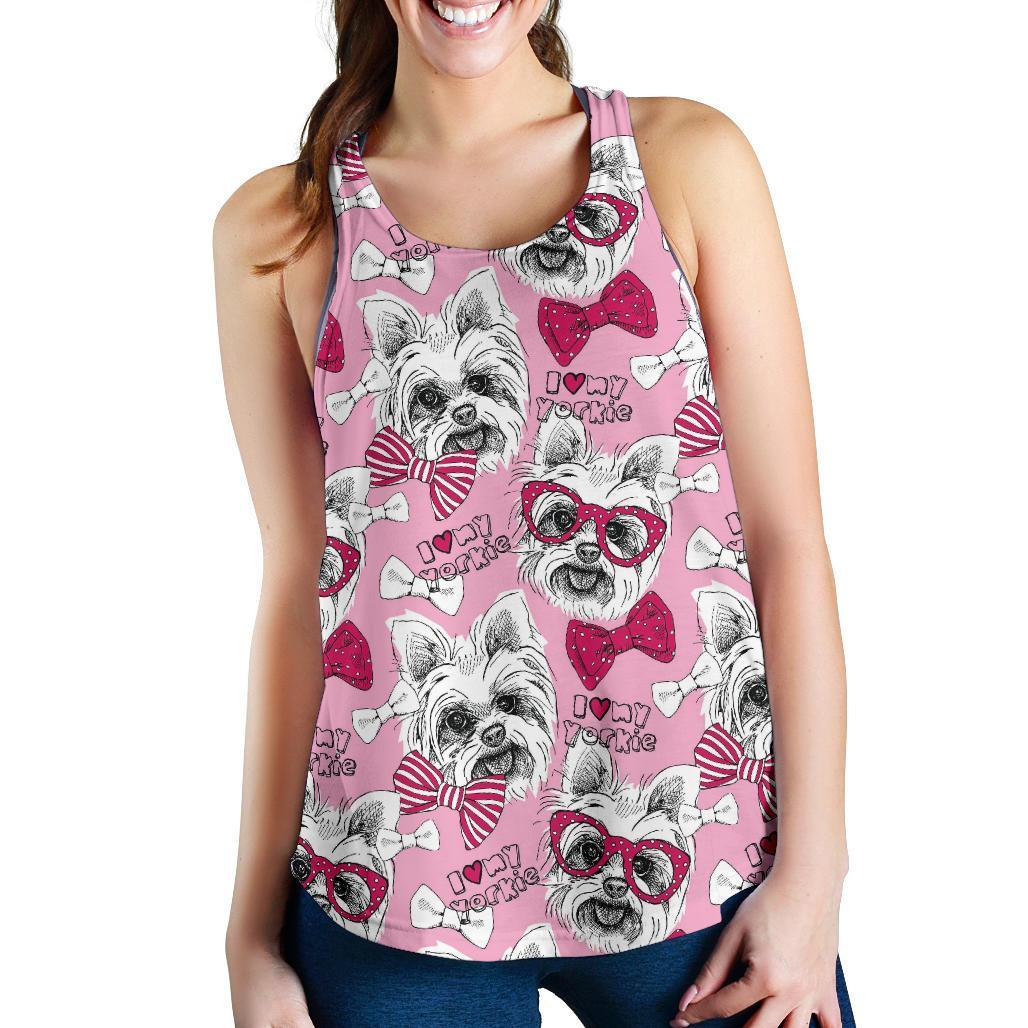 Yorkshire Terrier Dog Puppy Print Pattern Racerback Tank Tops-grizzshop