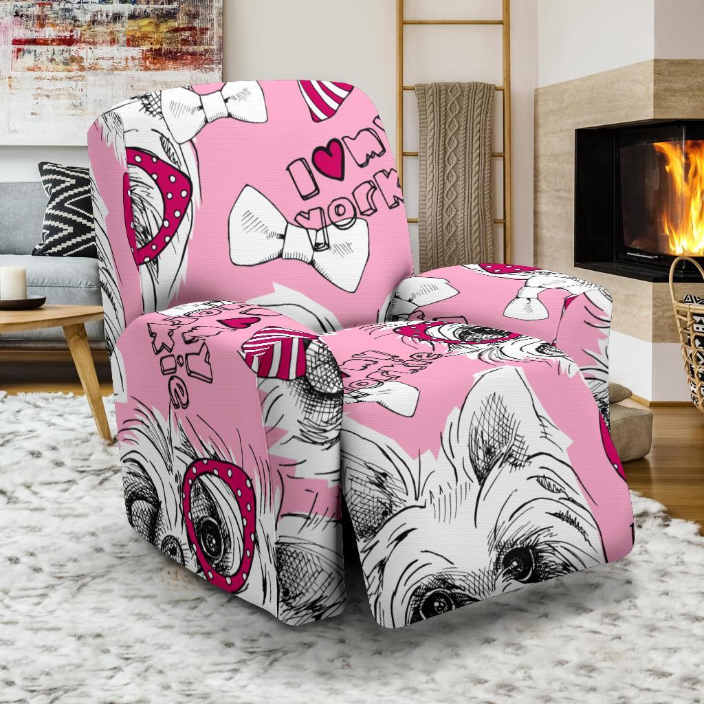 Yorkshire Terrier Dog Puppy Print Pattern Recliner Cover-grizzshop