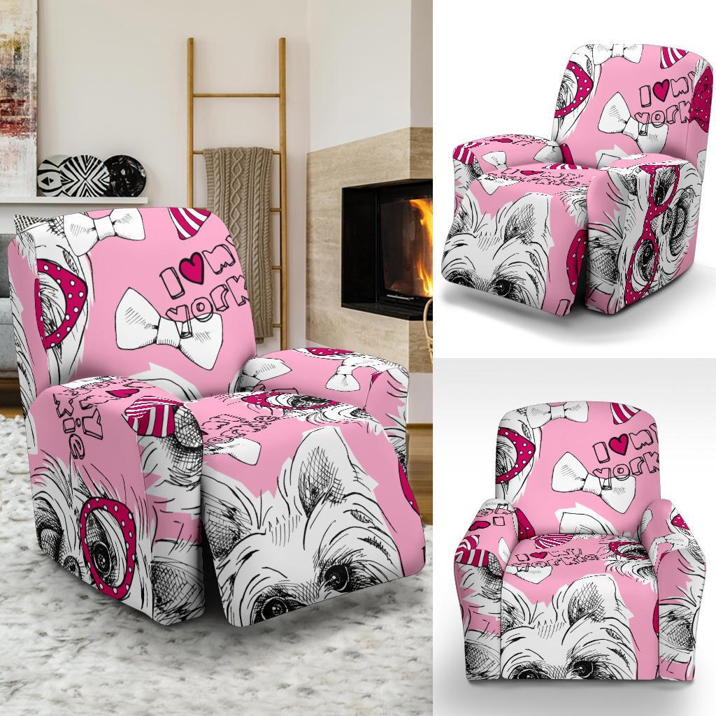 Yorkshire Terrier Dog Puppy Print Pattern Recliner Cover-grizzshop