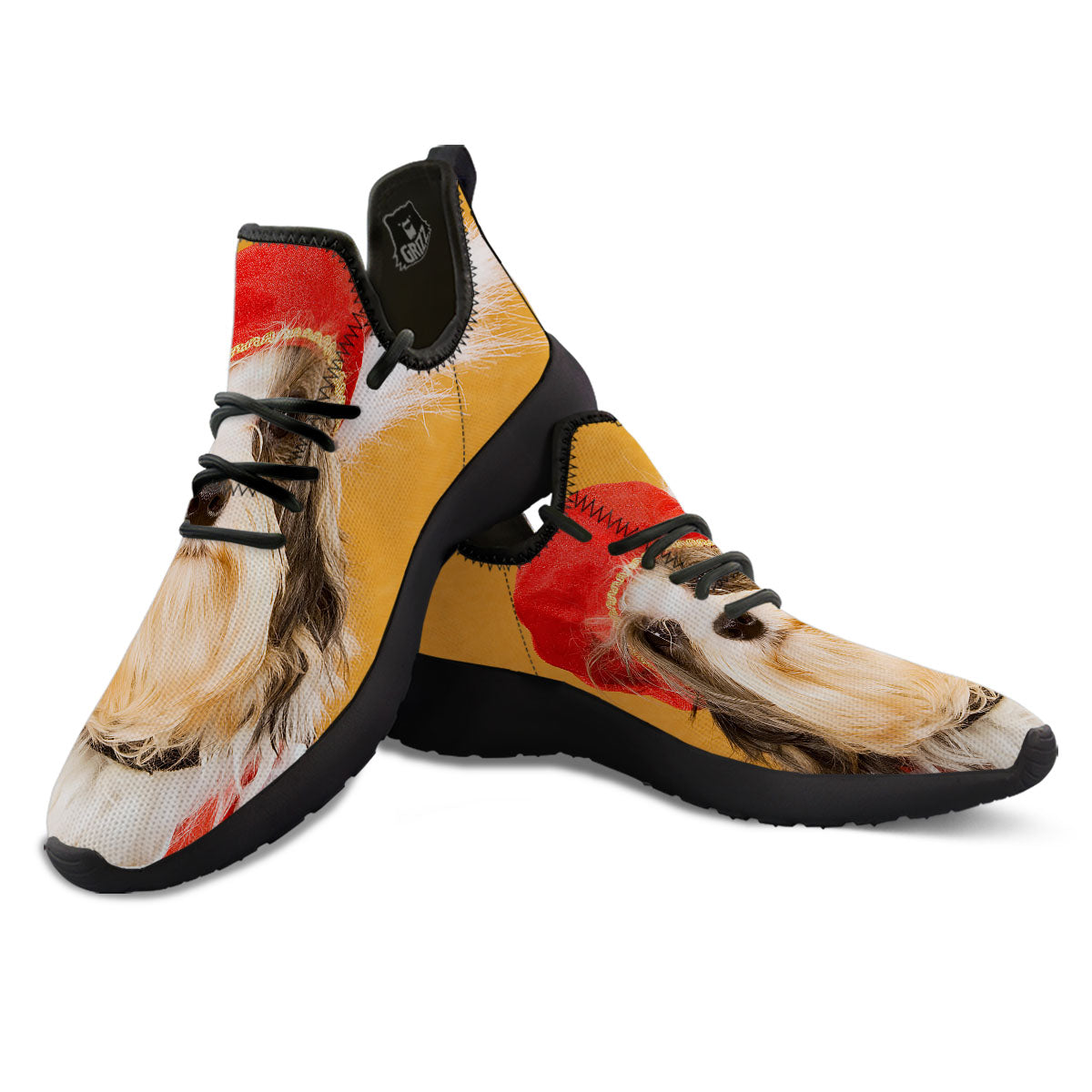 Yorkshire Terrier Red Cap Print Black Athletic Shoes-grizzshop