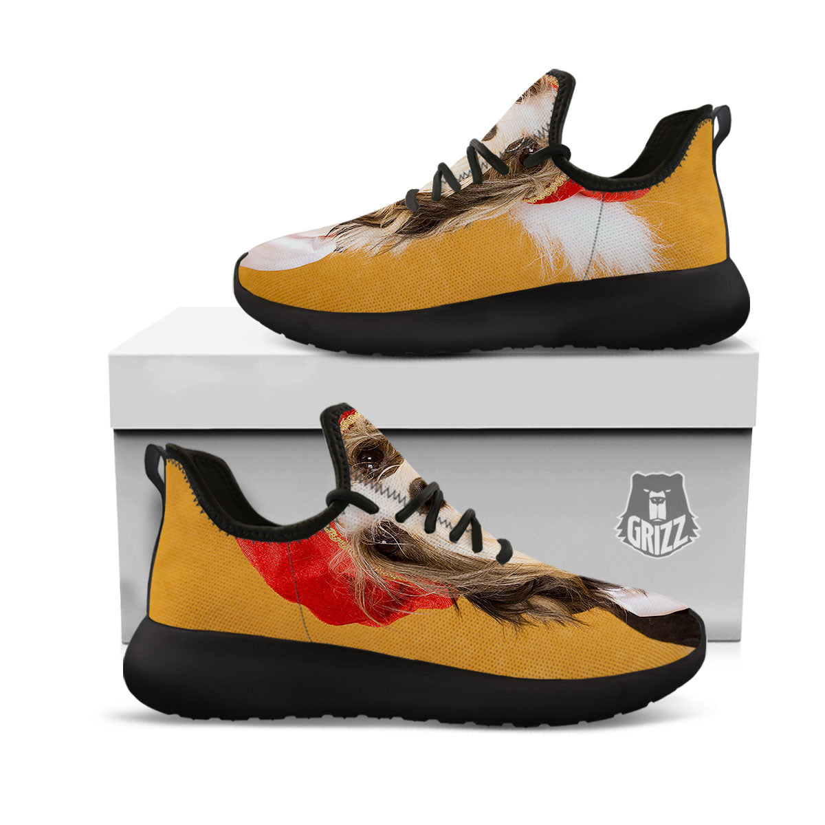 Yorkshire Terrier Red Cap Print Black Athletic Shoes-grizzshop