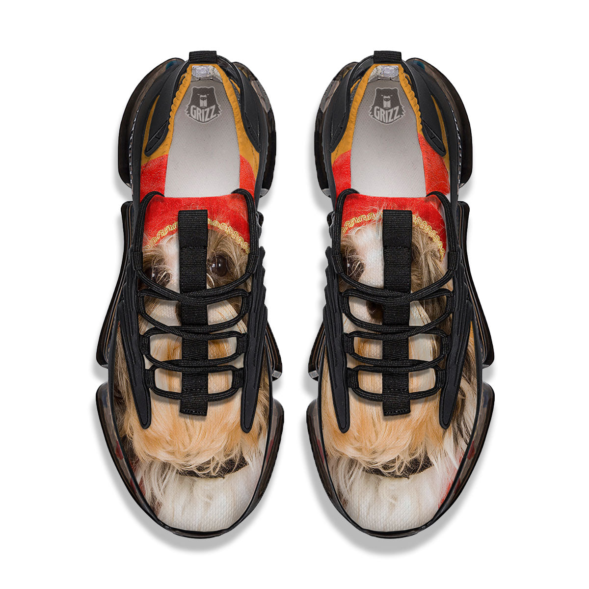 Yorkshire Terrier Red Cap Print Black Gym Shoes-grizzshop