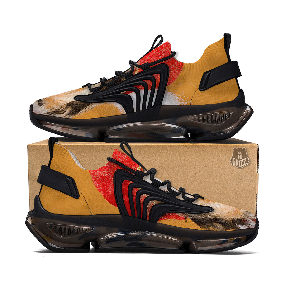 Yorkshire Terrier Red Cap Print Black Gym Shoes-grizzshop