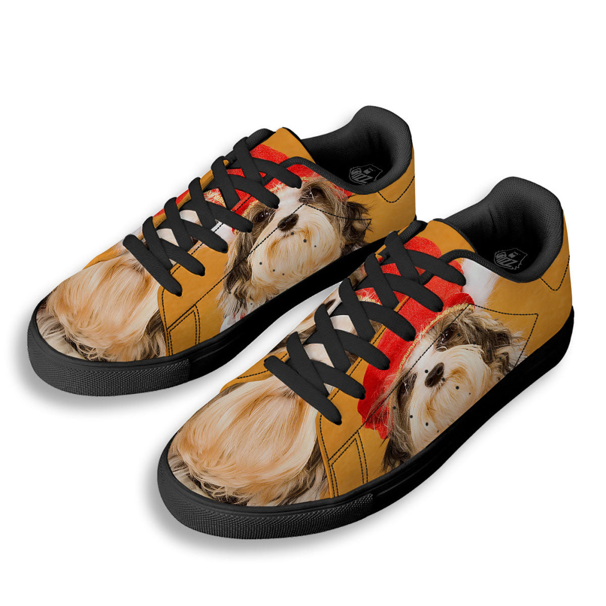 Yorkshire Terrier Red Cap Print Black Low Top Sneakers-grizzshop