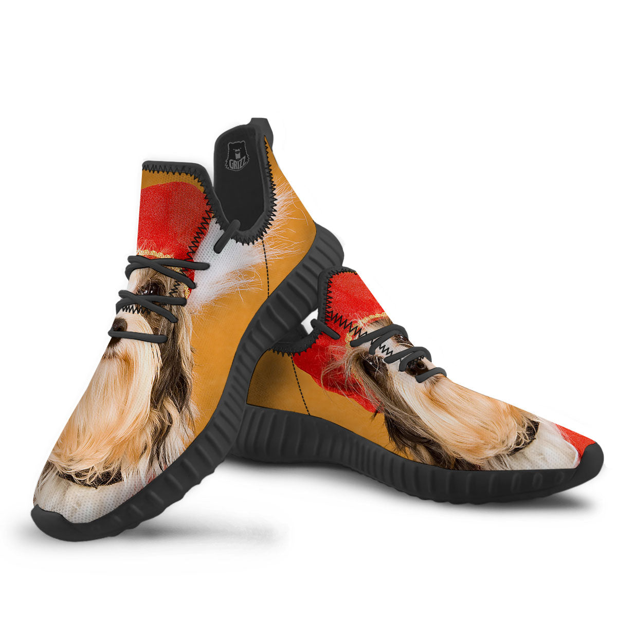 Yorkshire Terrier Red Cap Print Black Walking Shoes-grizzshop