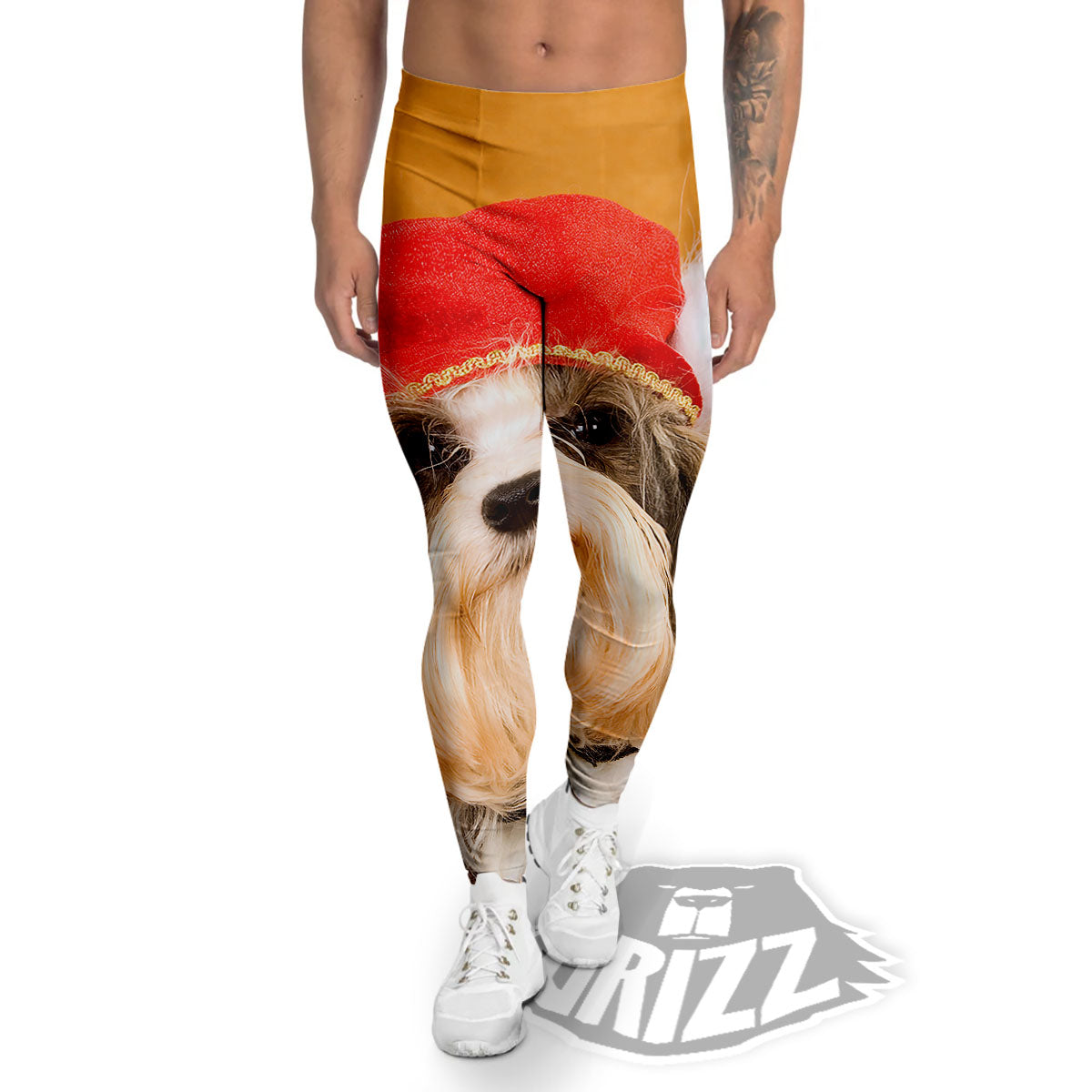 Yorkshire Terrier Red Cap Print Men's Leggings-grizzshop