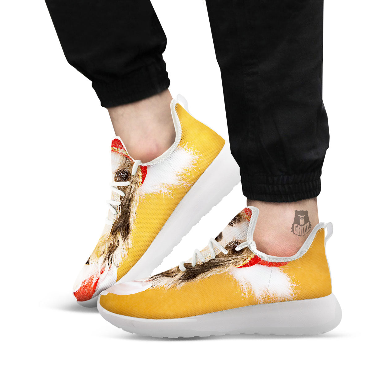 Yorkshire Terrier Red Cap Print White Athletic Shoes-grizzshop