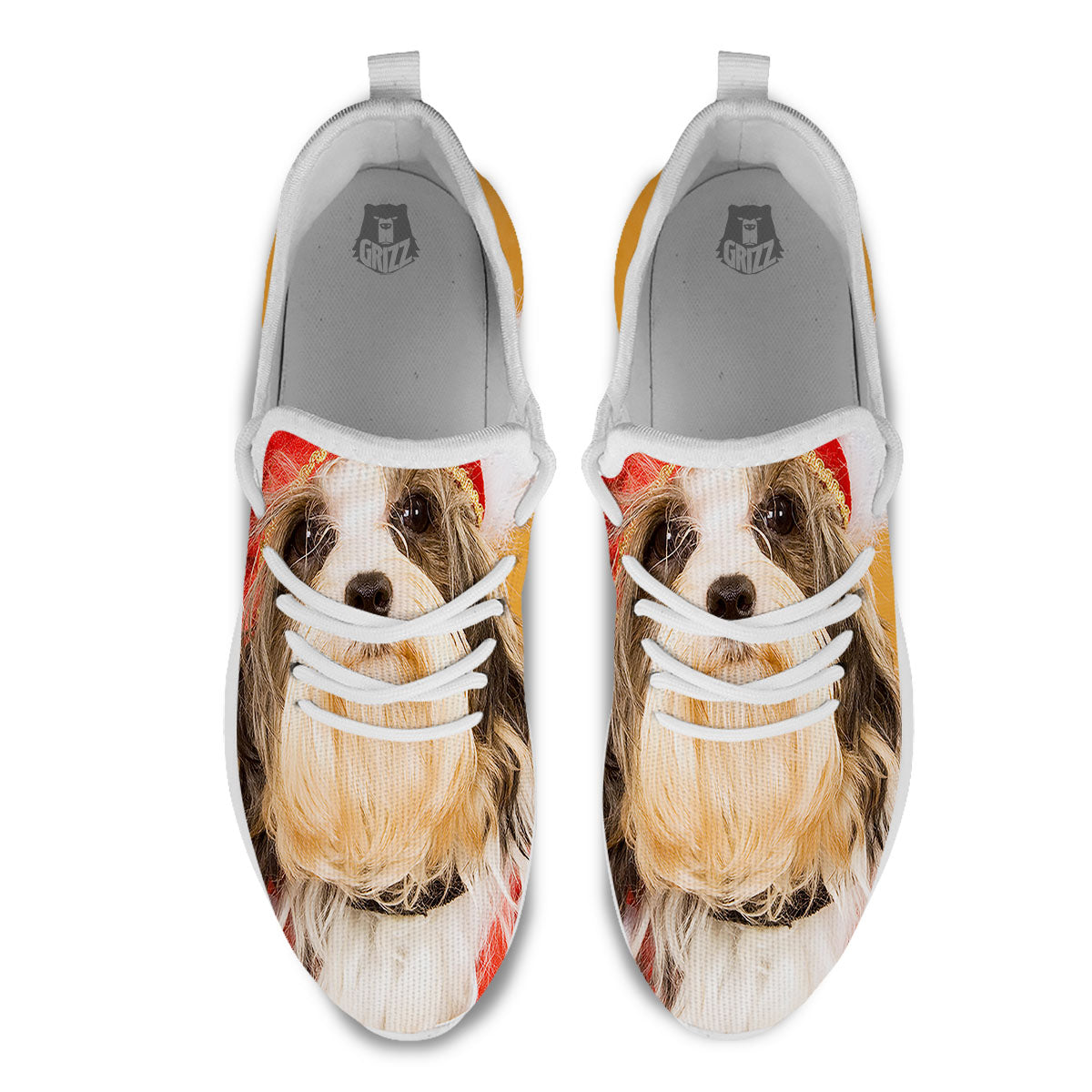 Yorkshire Terrier Red Cap Print White Athletic Shoes-grizzshop