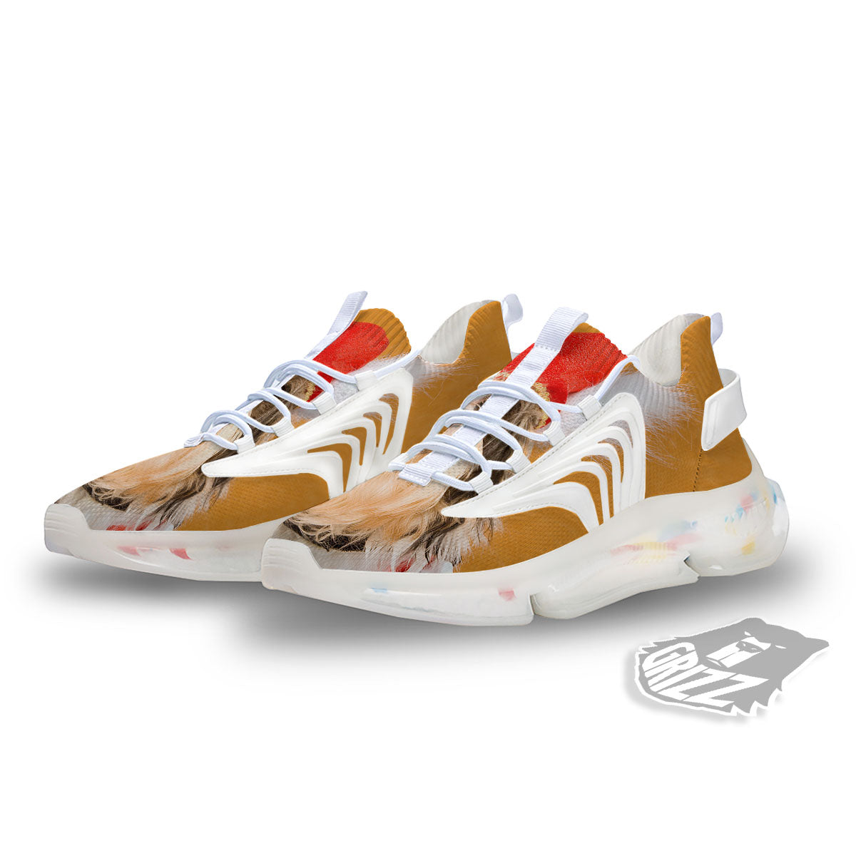 Yorkshire Terrier Red Cap Print White Gym Shoes-grizzshop