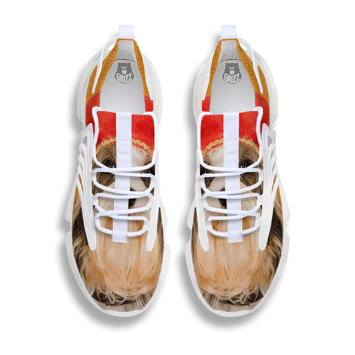 Yorkshire Terrier Red Cap Print White Gym Shoes-grizzshop