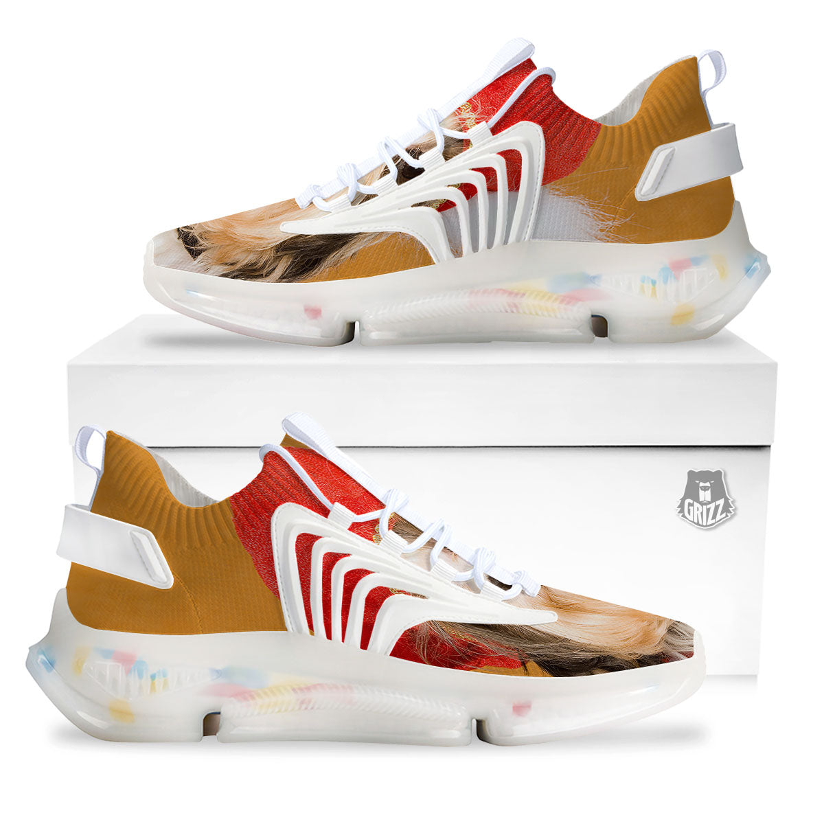 Yorkshire Terrier Red Cap Print White Gym Shoes-grizzshop