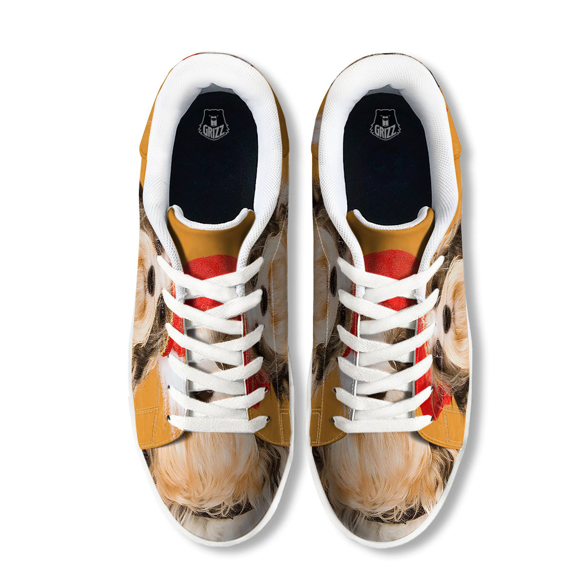 Yorkshire Terrier Red Cap Print White Low Top Sneakers-grizzshop