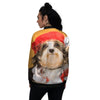 Yorkshire Terrier Red Cap Print Women's Bomber Jacket-grizzshop