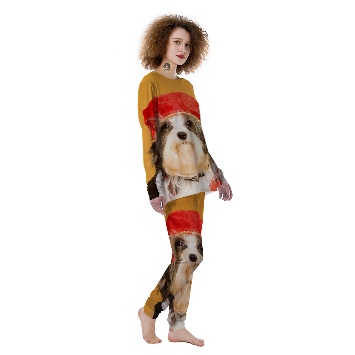 Yorkshire Terrier Red Cap Print Women's Pajamas-grizzshop