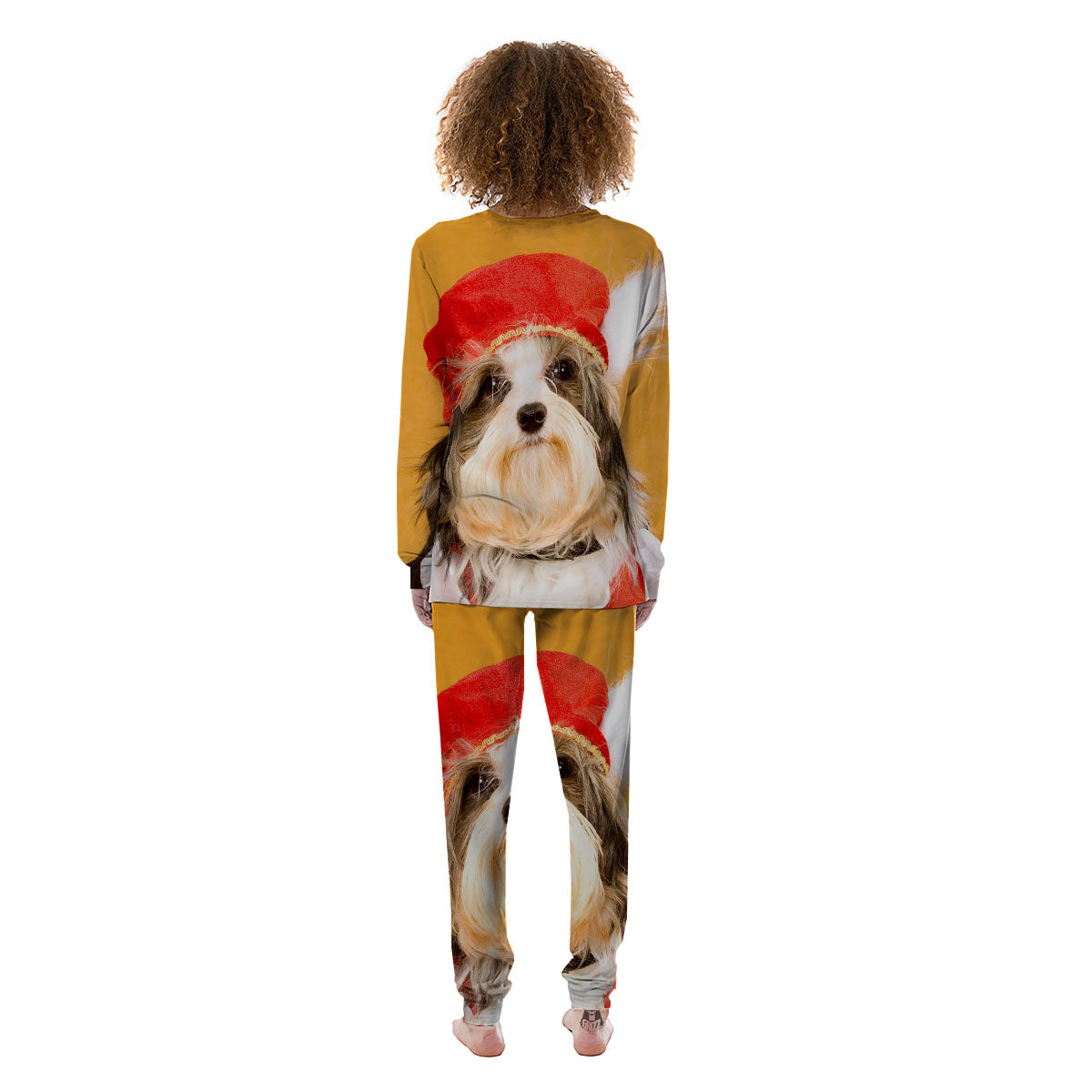 Yorkshire Terrier Red Cap Print Women's Pajamas-grizzshop