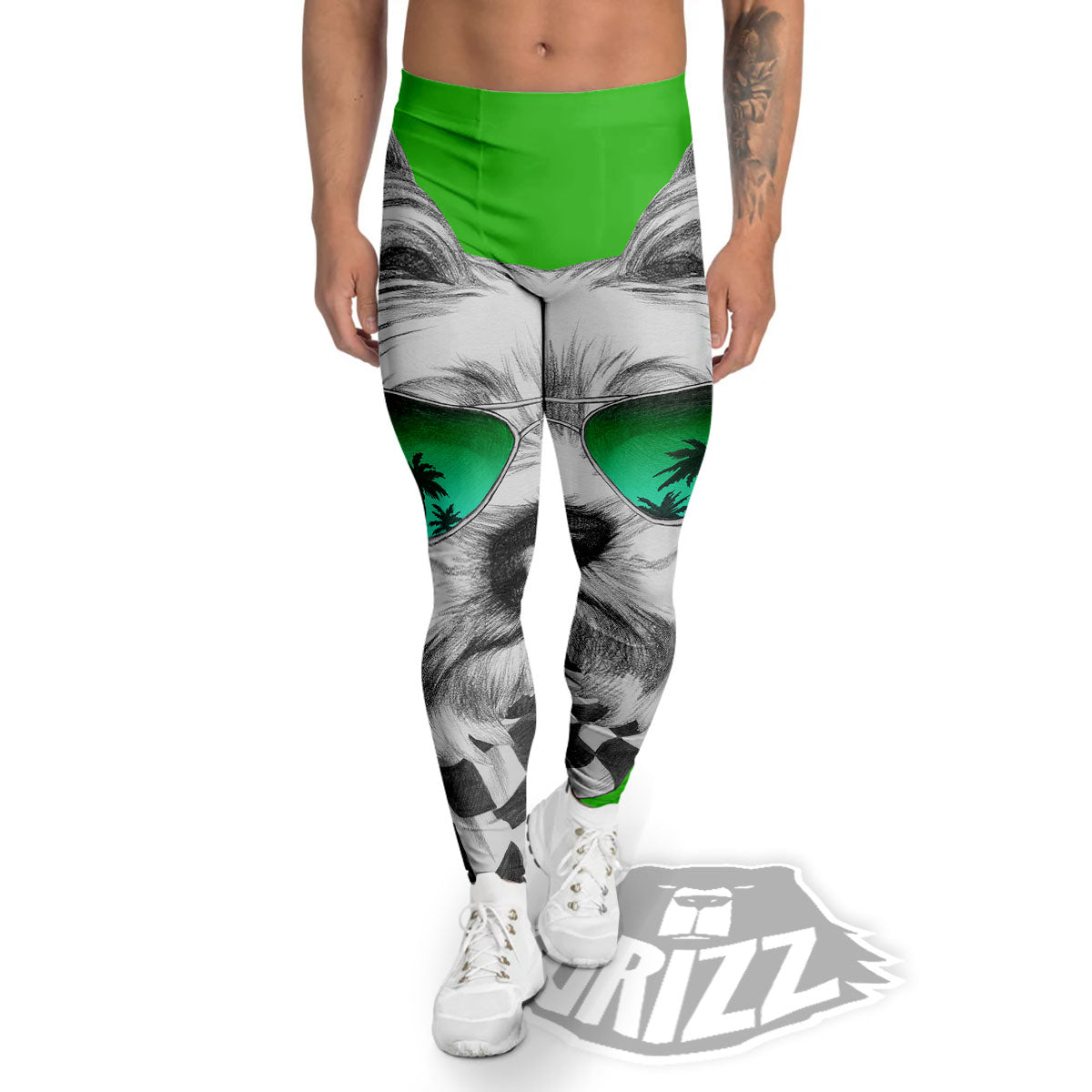 Yorkshire Terrier Sunglasses Print Men's Leggings-grizzshop