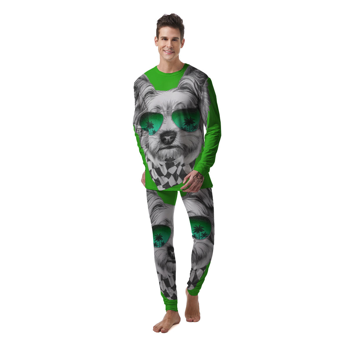 Yorkshire Terrier Sunglasses Print Men's Pajamas-grizzshop