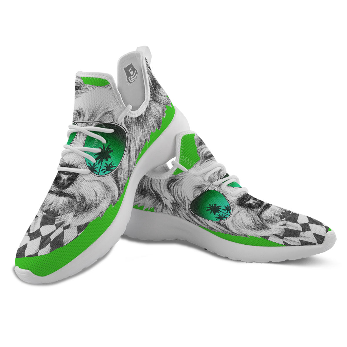 Yorkshire Terrier Sunglasses Print White Athletic Shoes-grizzshop